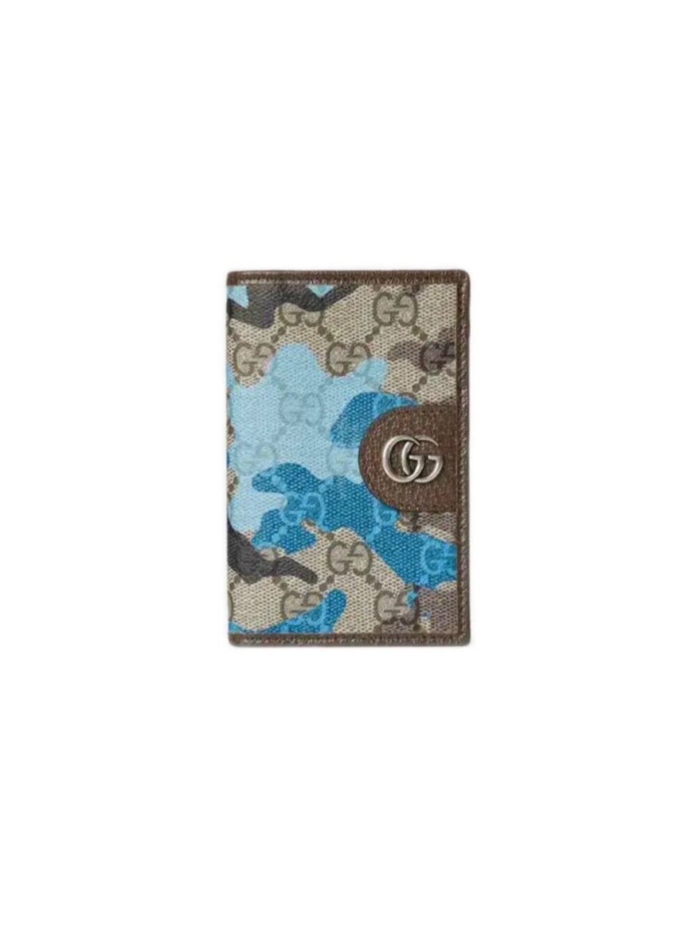 Gucci Men’s Camouflage Marbled GG Monogram Bifold Card Holder Wallet Beige Blue